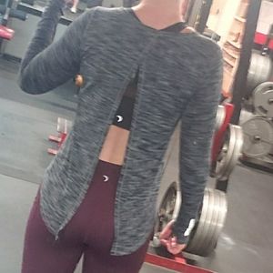 Zyia Charcoal Split Back Long Sleeve T